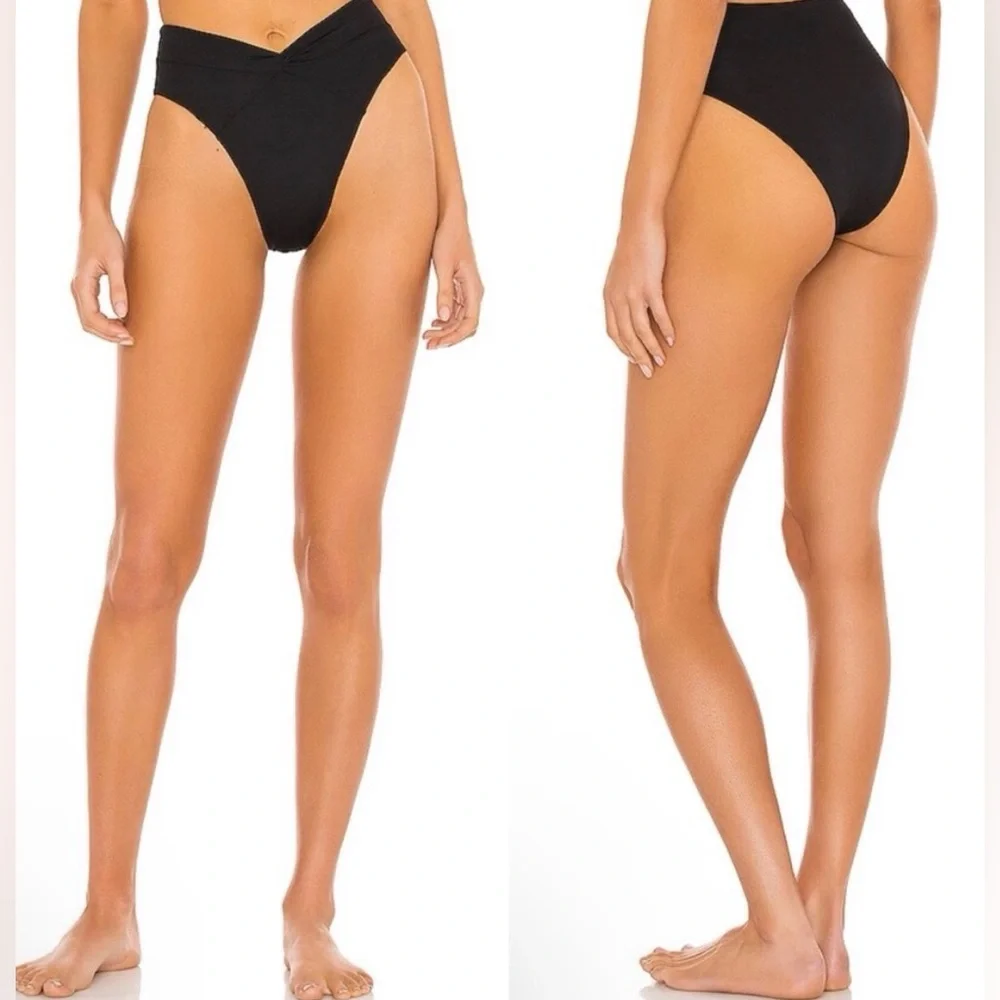 LSpace Nancy Lee Bikini Bottom High Waist Twist Front Detail Black Size S NWT - Picture 5 of 7